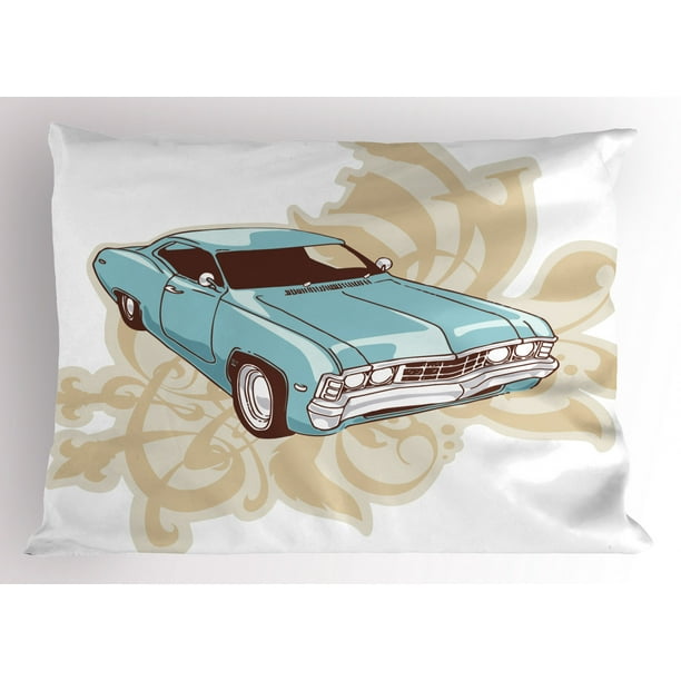 Cars Pillow Sham Classical Sport Car with Abstract Design in the