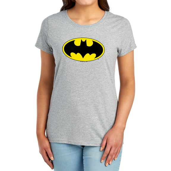 Batman Classic Bat Logo Women's T Shirt, Athletic Heather, Medium