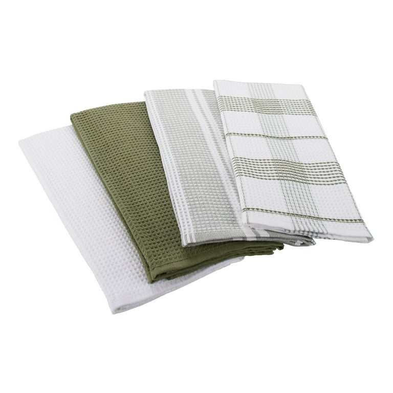 Set of 6 Extra Large Waffle Weave Dish Cloths, Green/Yellow, Size: XL