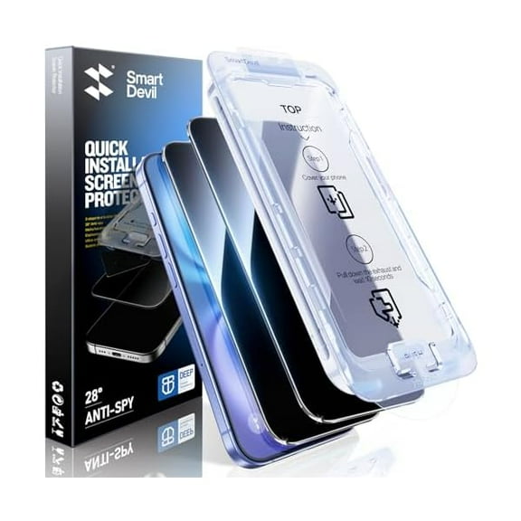 2PACK Privacy Screen Protector for iPhone 16 Shatterproof Tempered Glass [True 28°Anti Spy] [9H Hardness] [Auto Dust-Elimination Install] [Bubble Free]