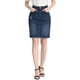 thumbnail image 1 of Faldas de mezclilla para mujeres INSPIRE CHIC, desgastadas, de cintura alta, con dobladillo rasgado, faldas de jeans lavadas con bolsillos, color azul profundo L, 1 of 6