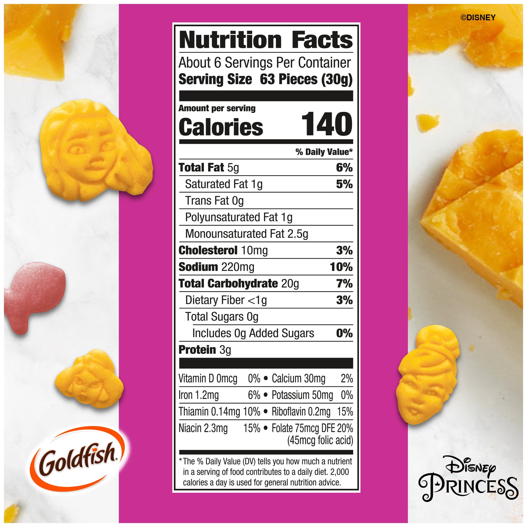 Goldfish Disney Princess Cheddar Crackers, Snack Crackers, 6.6 oz Bag