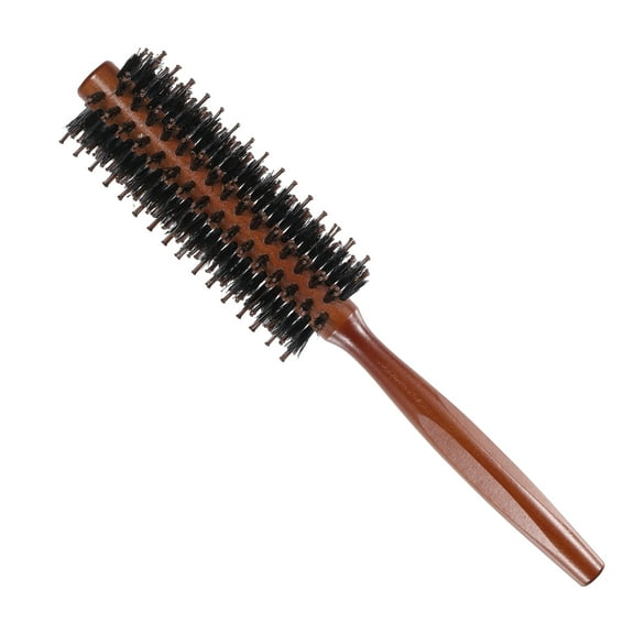 Unique Bargains Nylon Bristle Round Curling Hair Ruled Comb for Hair Drying Styling Brown 10 Row 8.66" S