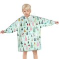 thumbnail image 3 of Light Blue Christmas Tree Pattern Blanket Hoodies for Kids 6-13YR Oversize Wearable Blanket Hoodies for Boys Girls Teens, 3 of 7