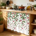 thumbnail image 6 of Pink Spring Floral Cabinet Curtain 35"Wx35"L, Dustproof Under Sink Skirt with Self Adhesive Tape, Green Summer Botanical Cabinet Curtain Cover for Kitchen Sink, Bathroom Vanity, Laundry Room, 6 of 9