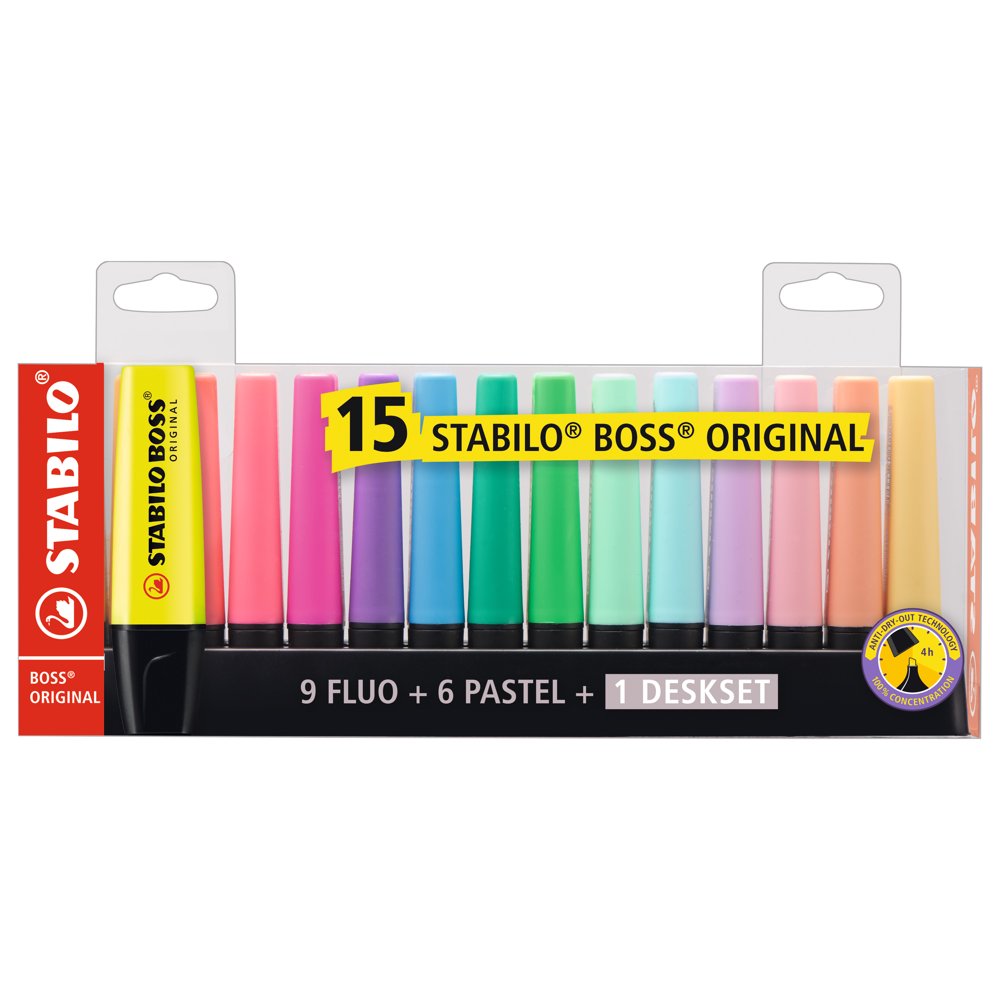 STABILO Boss Original Highlighter Set, 15Colors