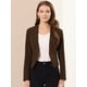 thumbnail image 2 of Chaqueta Corta Casual Allegra K De Negocios Sin Cuello Para Mujer Café L, 2 of 6