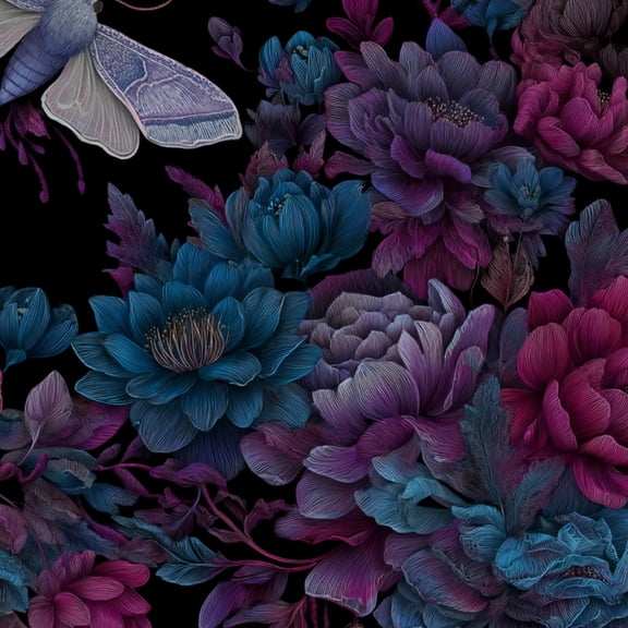 Gothic Peel and Stick Wallpaper Hand Painted Moth Dark Floral Design Black Wall Mural 17.7in x 9.8ft Self Adhesive Removable Wall Paper Renter Friendly Wallpaper for Nursery Bedroom Cabinets
