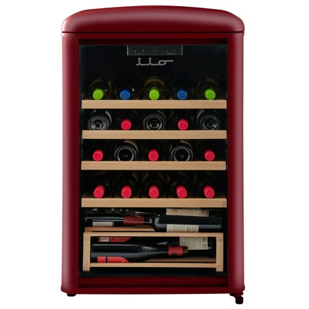 30 Bottle Freestanding Retro Wine Cooler in Wine Red