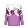 thumbnail image 4 of Sakmal Purple Sweatshirts for Women Plus Size Lightweight Sweatshirts Soft Floral Long Sleeve Shirts, 4 of 5