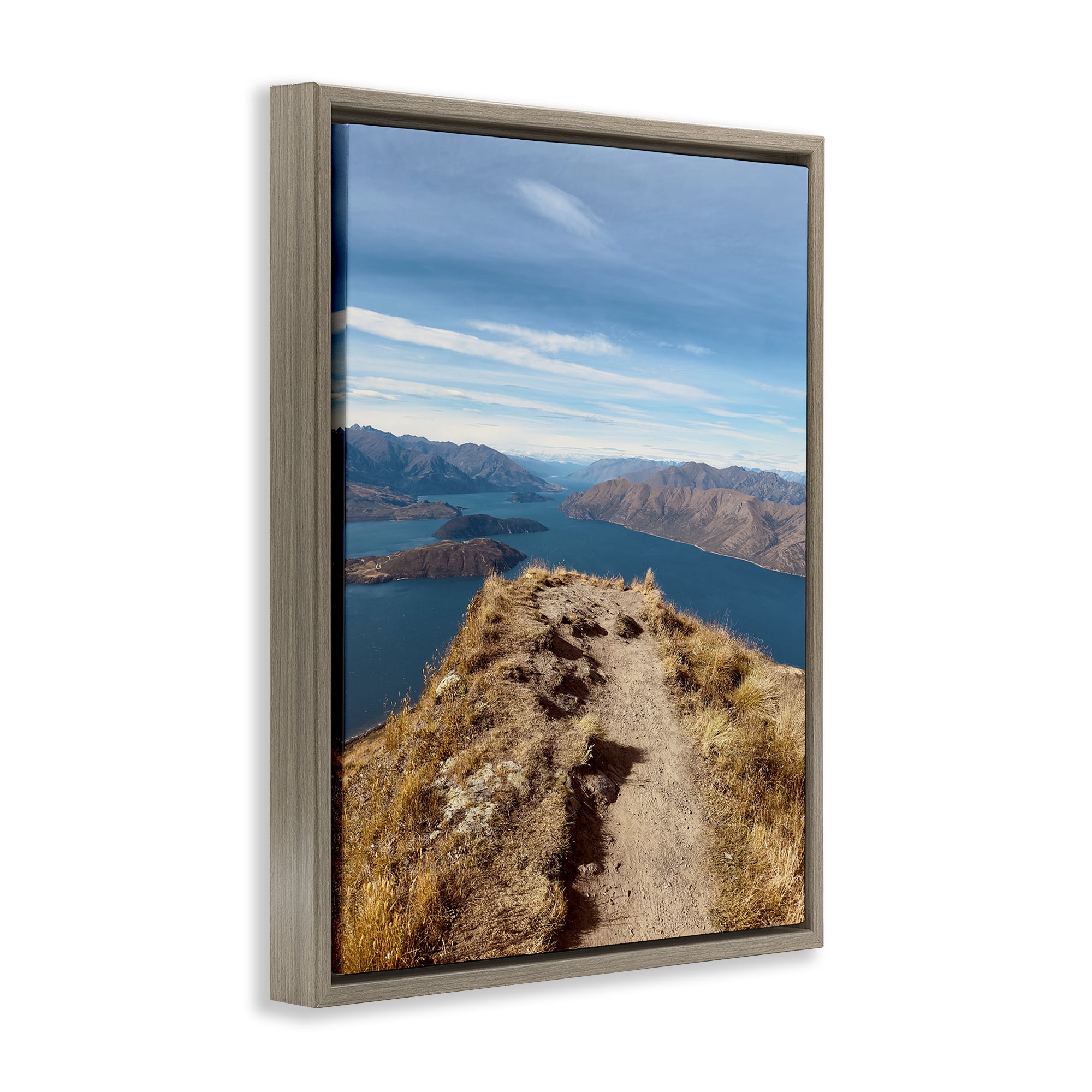 Stupell Industries Cliffs over Blue Sea Landscape Photography Brown Floater Framed Art Print Wall Art, 25 x 31