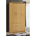 thumbnail image 4 of Hodedah 3 Door Bedroom Armoire with Drawers, Beech, 4 of 8