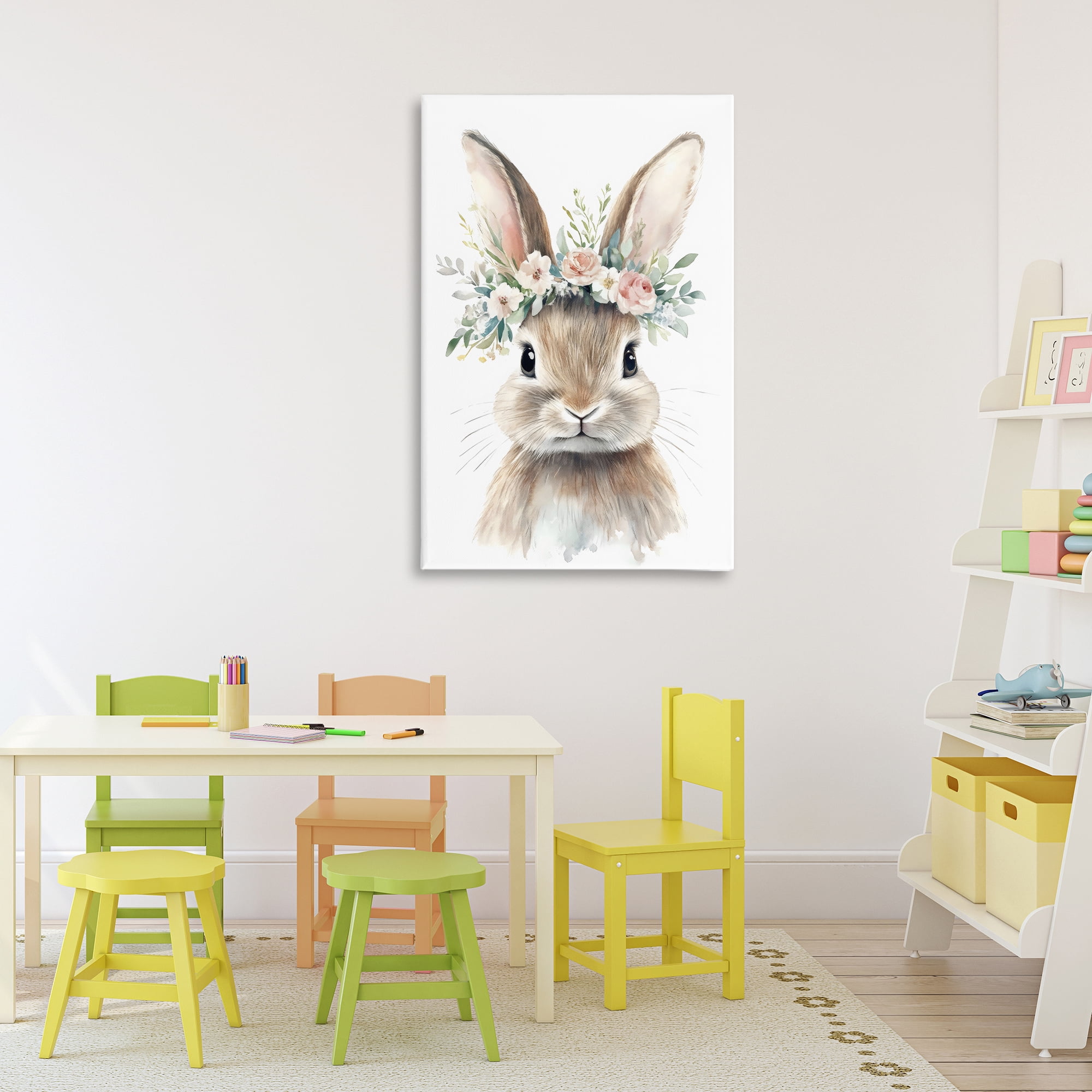 Stupell Industries Flower Adorned Baby Rabbit Canvas Wall Art, design by Creative Studio