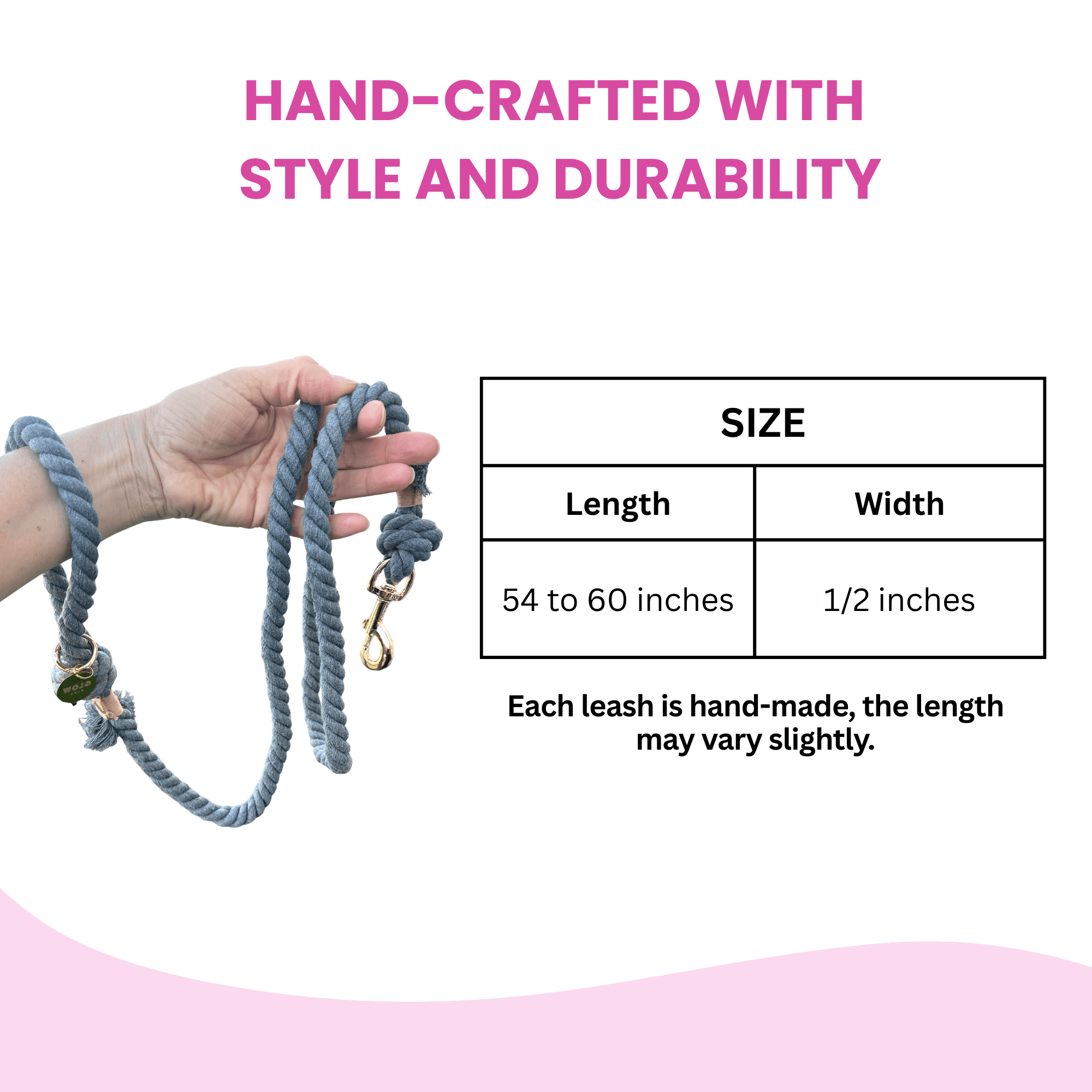 Grey Boho Chic Style Dog Leash - Glow Pups