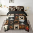 thumbnail image 2 of Manfei Woodland Bear Deer Bedding Comforter Set 7-Piece, Nature Mountain Tree Full Bedding Set, Lake House Checkered Fitted Sheet Flat Sheet, Microfiber Bedroom Decor, 2 of 8