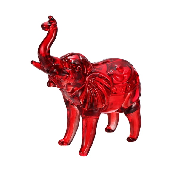 Uxcell Crystal Animal Figurine Collectible, Art Cut Elephant Statue Table Animal Figurines Home Decor Paperweight Ornament for Home Office Gift Women Wedding, Red