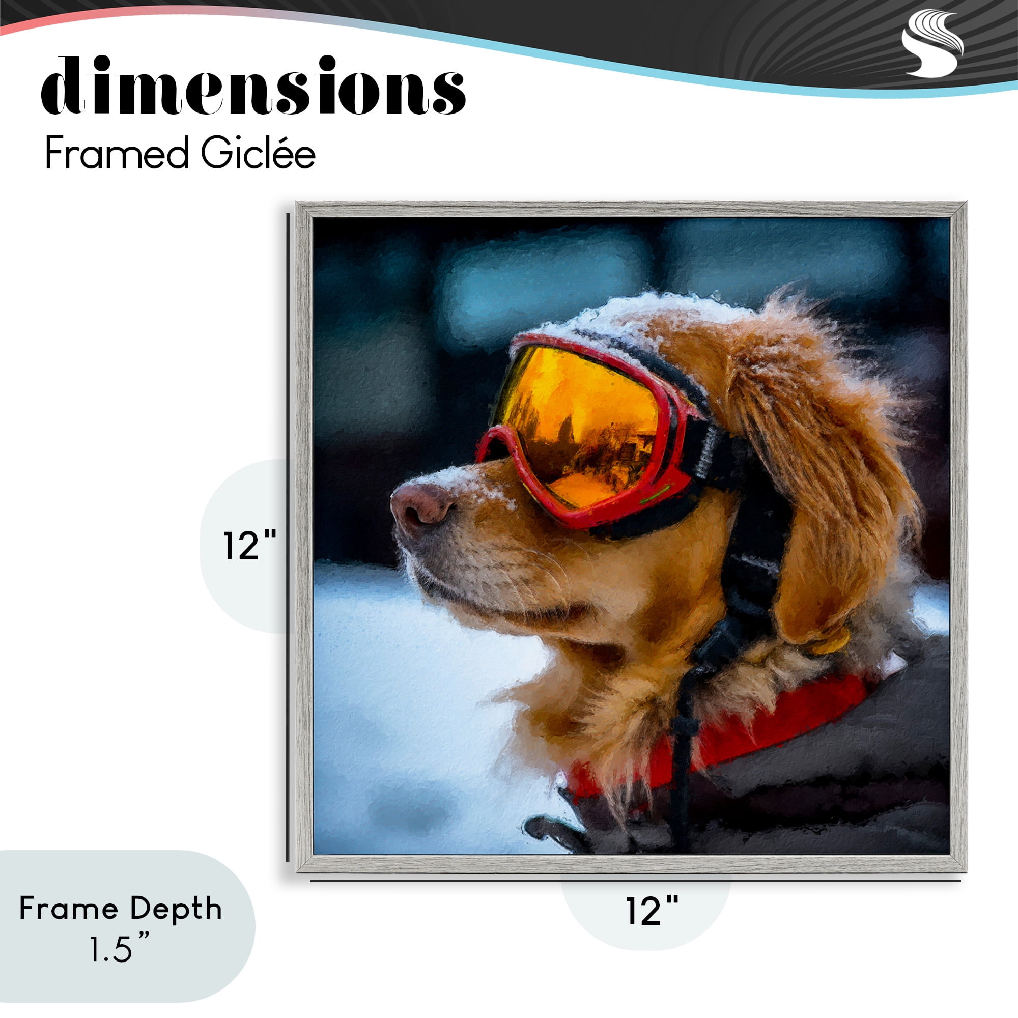 Stupell Industries Ski Goggles Dog Gray Framed Giclee Art, design by Sean Parnell