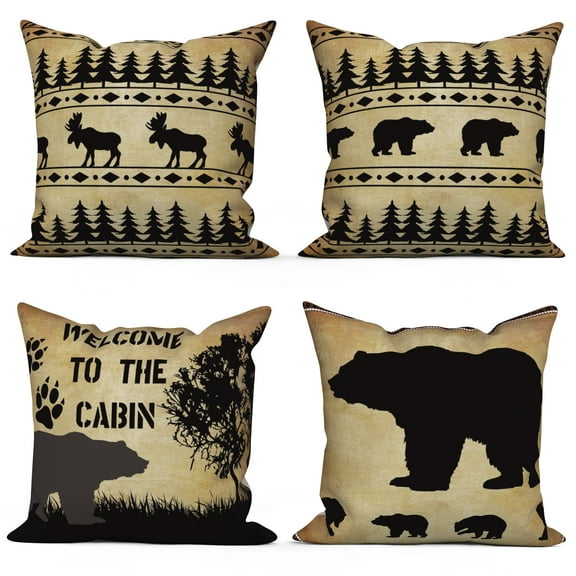 Dashan Rustic Retro Throw Pillow Covers 18X18 4 PCS Farmhouse Animal Couch Cushion Pillowcases for Bedroom Home Decor
