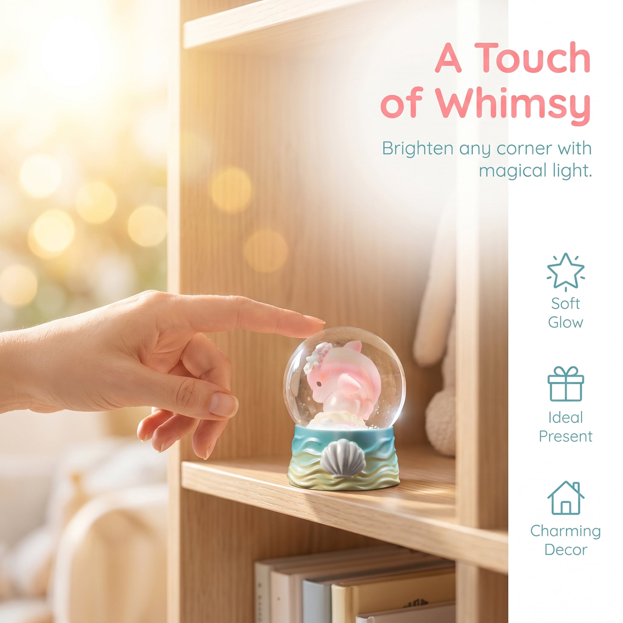 Unique Bargains Cartoon Light Up Crystal Ball Mini Resin Figurine Snow Globe Blue Green