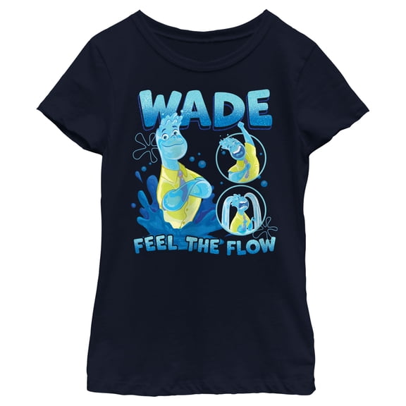 Girl's Elemental Wade Feel the Flow Poster Graphic Tee Navy Blue Small