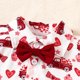 thumbnail image 5 of Odeerbi 6M-4Y Niños Niñas Verano San Valentín Trajes Caballero Algodón Traje Formal Vestido Manga Corta Camisa Cintura Elástica Pantalones Cortos Conjunto de Dos Piezas, 5 of 8