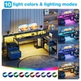 thumbnail image 4 of 66" Reversible L Shaped Desk with File Drawer & Power Outlet, Modern Computer Desk with LED Strip, Home Office Desk with Storage Shelves, Gaming Desk with Monitor Shelf, Corner Desk, Black, 4 of 10