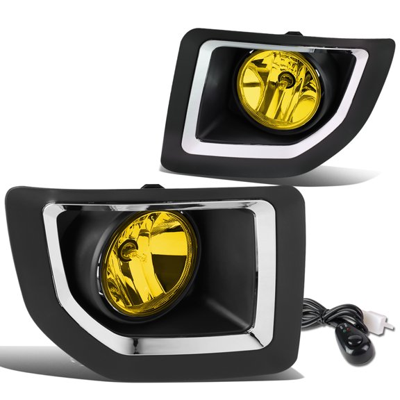 DNA Motoring FL-ZTL-187-AM For 2015 to 2016 GMC Sierra 2500HD 3500HD Front Bumper Driving Fog Light Lamp Switch Amber Lens
