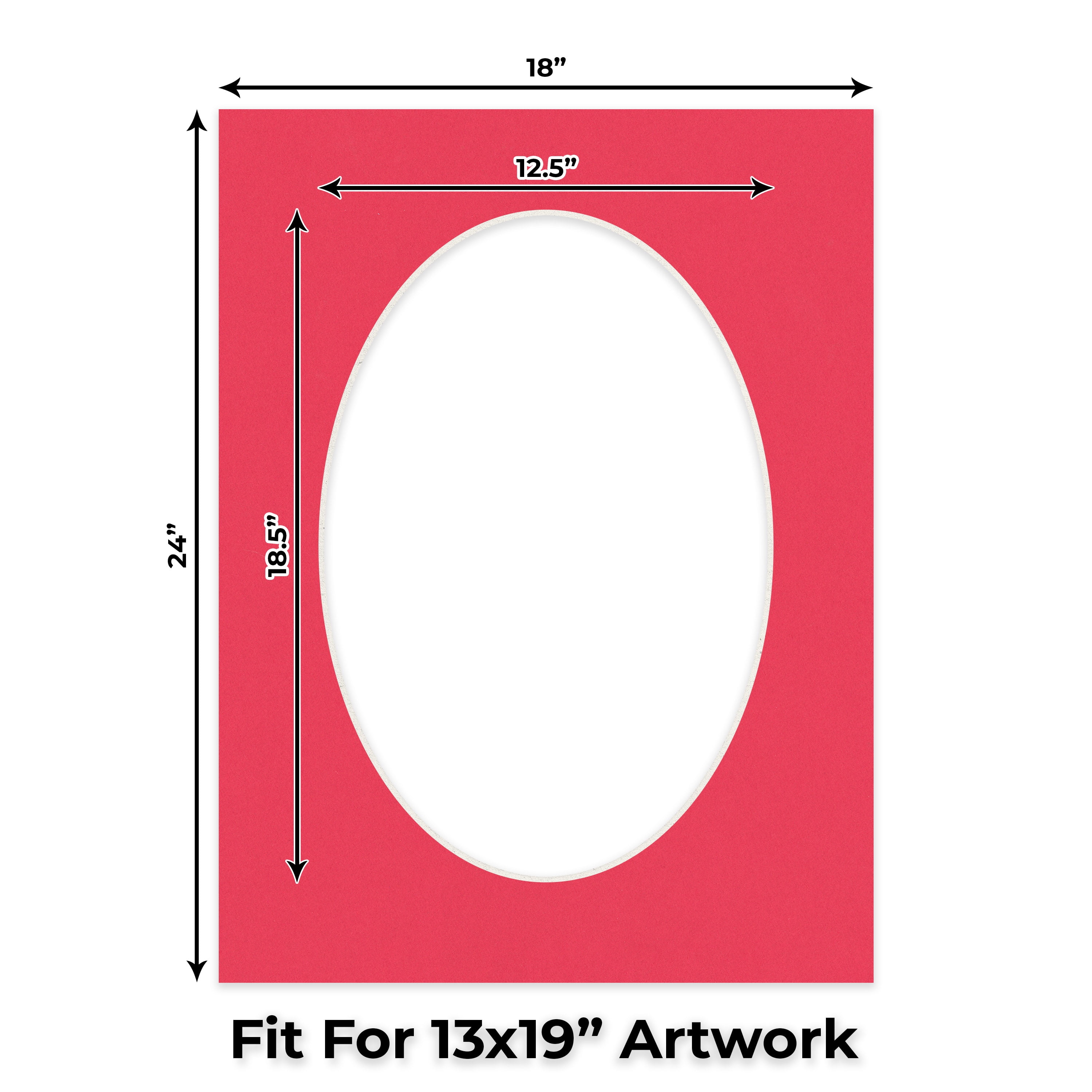 Cardinal Red Picture Frame Mat for 18x24 Frames - Oval Opening for 13x19 Photos - 1 Mat