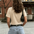 thumbnail image 5 of Dwellite Workout Crop Tops Oversized Tshirts for Women Drop Shoulder Crewneck Short Sleeve Shirts 2026 Beige 2XL, 5 of 7