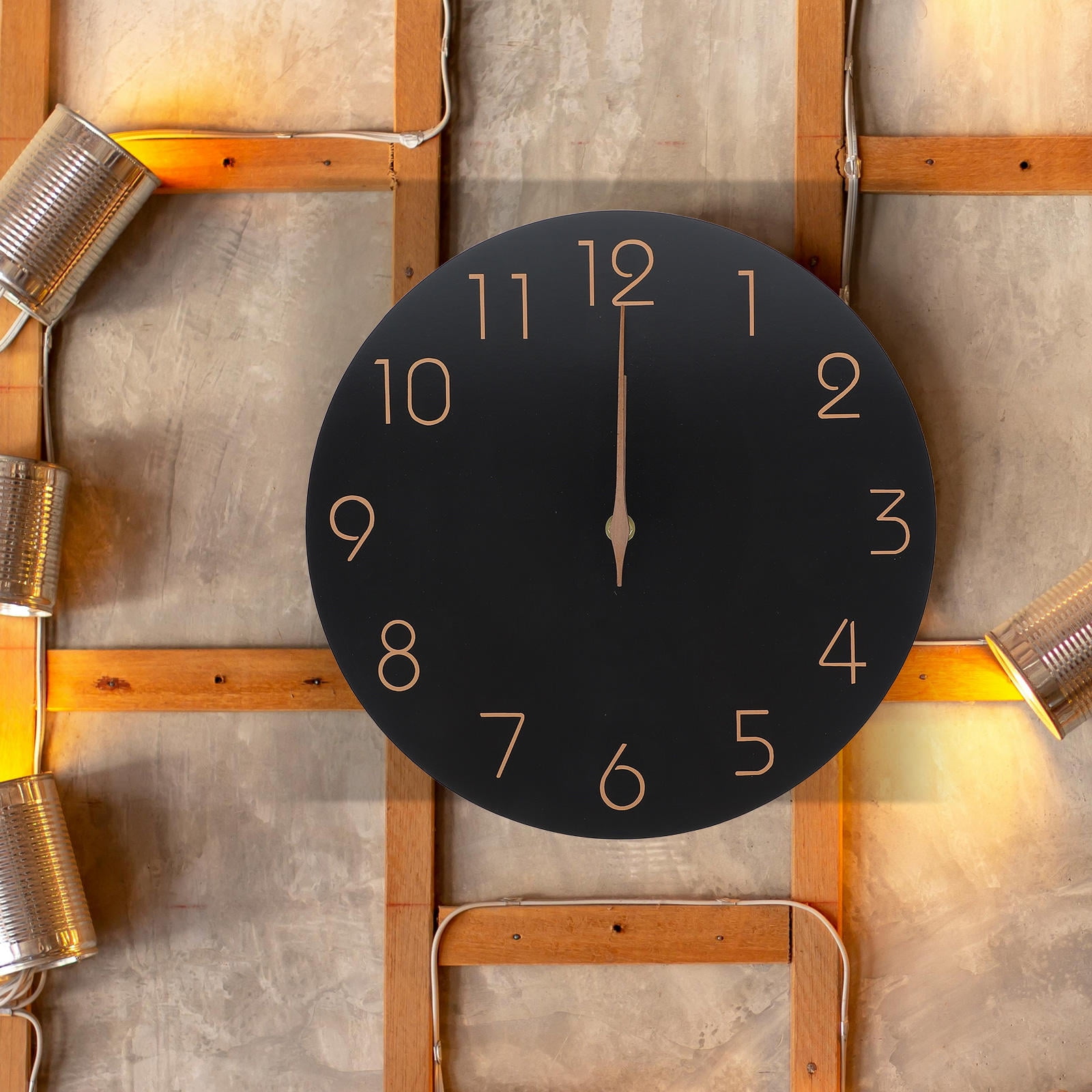 FONWILYO Modern Black Wooden Wall Clock for Living Room Bedroom Kitchen Silent Non Ticking Quiet Movement