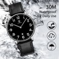 thumbnail image 5 of Men’s Quartz Watch Ultra-Thin Minimalist Dial Fashion Man Watch with Date Window, Leather Strap Waterproof Watch for Man Perfect Gift, 5 of 9