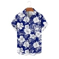 thumbnail image 6 of Mens Hawaiian Shirt Short Sleeve Button Down Cotton Floral Shirts Casual Tropical Beach Summer Shirts Navy 3XL, 6 of 7
