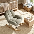 thumbnail image 2 of Silla Mecedora Tapizada de Pana Gris con Base de Madera y Metal, Sillón Cómodo y Acolchado para Sala, Recámara o Lactancia, Diseño Moderno y Ergonómico,, 2 of 2