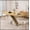 Natural, variant on 47.25 "-63" Dining Table, Original Wood Color, Seating 4-6 People, Retractable Table, Cross Metal Base and Stainless Steel Tubing