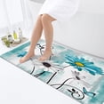 thumbnail image 3 of Rustic Teal Floral Bathroom Rugs, Butterfly Daisy American Country Farm Style Bath Mat Rugs, Soft and Absorbent Shaggy Plush Flowers Bath Rugs, Rustic Wooden Bath Mats for Shower Bedroom 17"X48", 3 of 5
