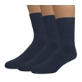 thumbnail image 1 of EMEM Apparel Women's Ladies Diabetic Circulatory Non-Binding Top Loose Top Casual Crew Mid Calf Cotton Seamless Toe Socks 3-Pack Navy 9-11, 1 of 5