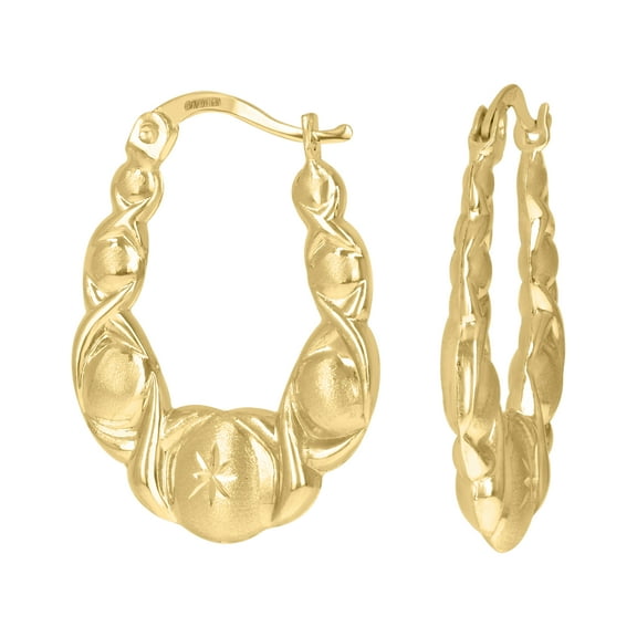 10k Yellow Gold Dc Brushed Womens Shrimp Xo Hugs & Kisses 19.1mm Hinged Hoops Huggies