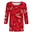 thumbnail image 4 of Fiudx Ofertas Del Día Blusa Holgada con Estampado de Pascua y Cuello Redondo Retro de Manga Tres Cuartos a La Moda para Mujer, 4 of 4