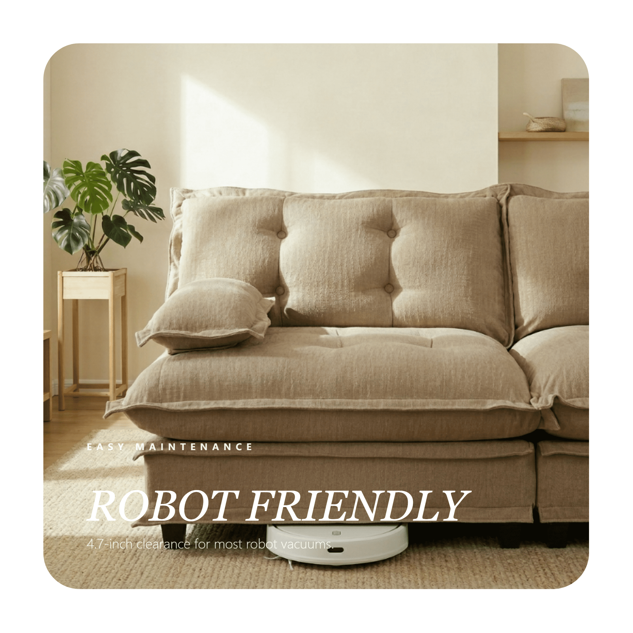 AISWORD 77" L-Shaped Modular Sectional Cloud Sofa with Ottoman, Chenille Fabric Deep Seat Couch with Lattice Decored Cushions