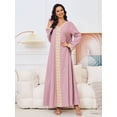 thumbnail image 4 of Longue robe Dorée de Style Moyen-Oriental Musulman Jupe Élégante (Violet, G), 4 of 5