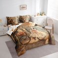 thumbnail image 2 of Manfei Halloween Romantic Ghost King Bedding 7pcs, Autumn Rose Leaves King Bed in a Bag, Brown Orange Pink,Reversible, 2 of 7