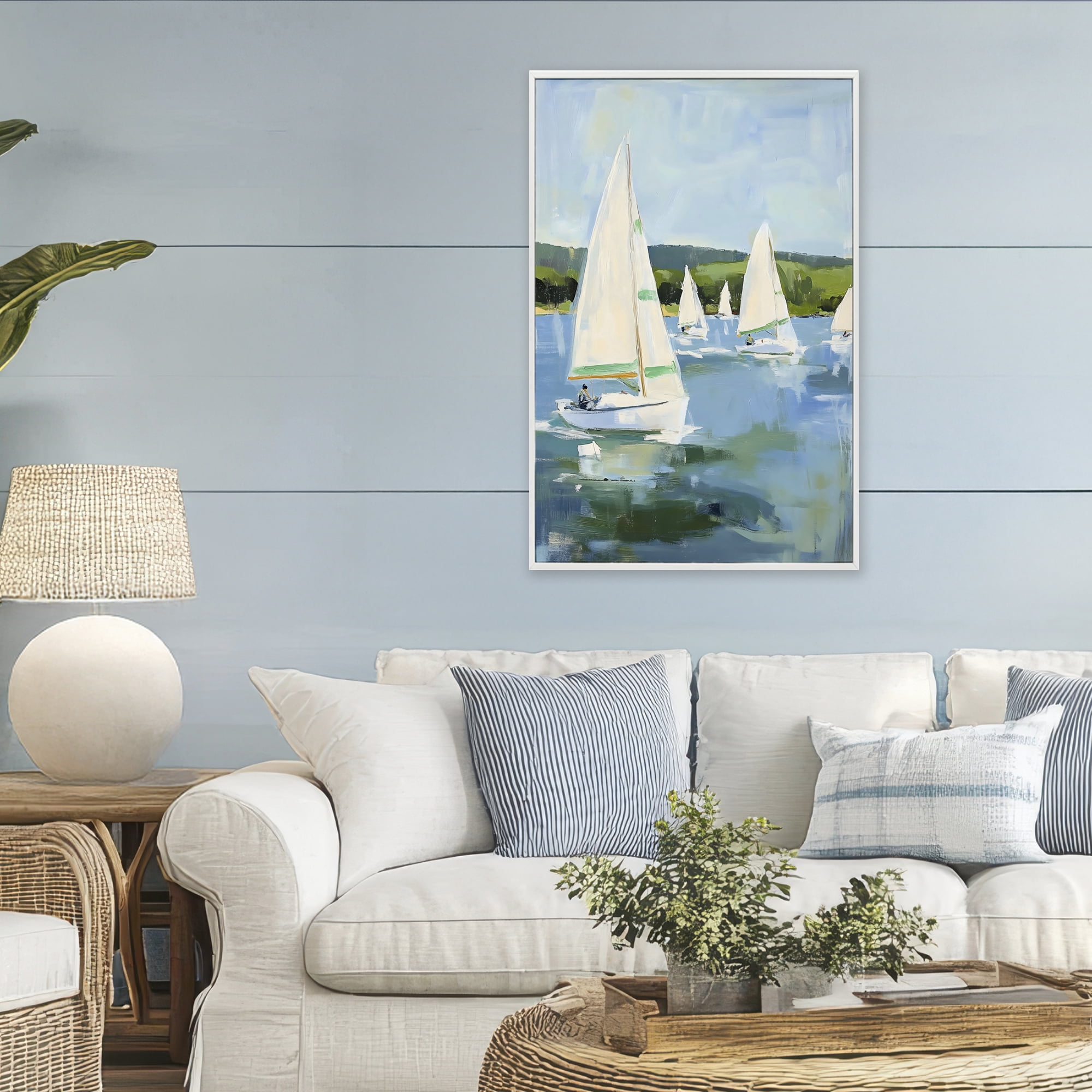Stupell Industries Boat Race Regatta White Framed Giclee Art, design by Petal Prints Design