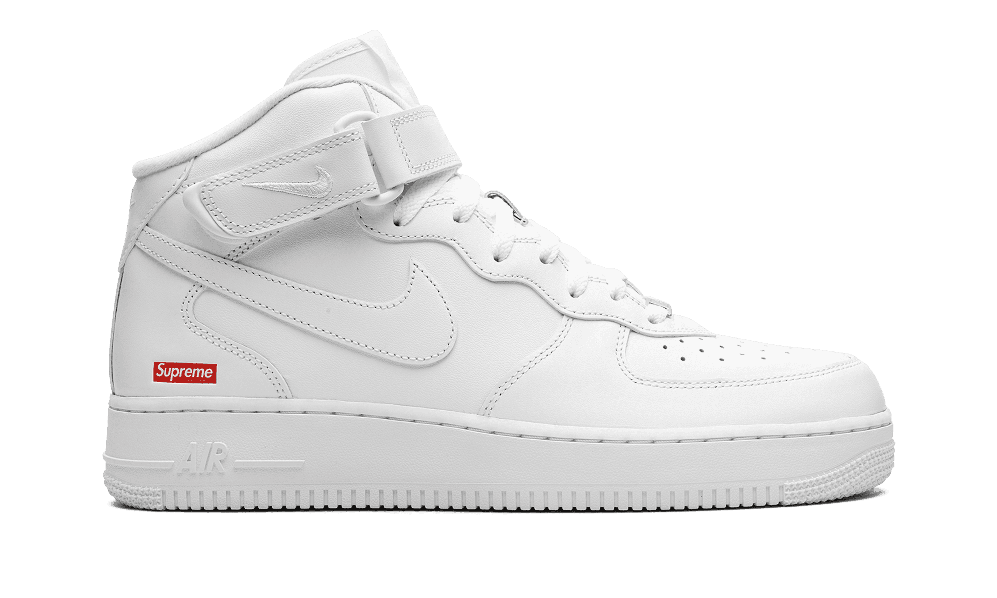 NIKE MENS Air Force 1 Mid "Supreme - Mini Box Logo White" FZ8784 100 from Stadium Goods