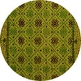 thumbnail image 1 of Ahgly Company Machine Washable Indoor Round Abstract Yellow Modern Area Rugs, 5' Round, 1 of 4