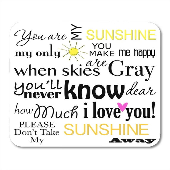SIDONKU Dear You are My Sunshine Word on 10X10 5X5 Artwords Baby Child Mousepad Mouse Pad Mouse Mat 9x10 inch