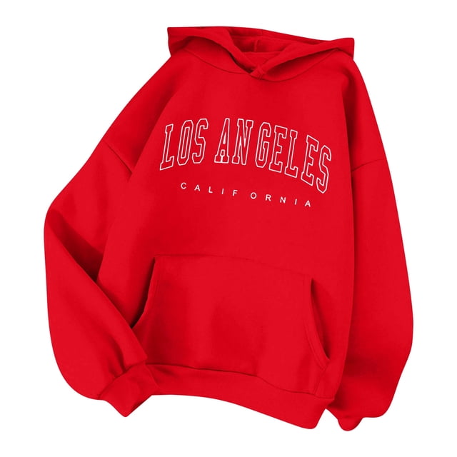 GPOECD Sweat à Capuche Mode Automne Hiver pour Femmes avec Imprimé Lettre pour Style et Confort, Rouge, P