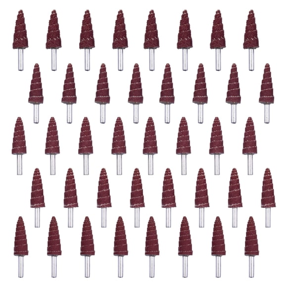 Mixiflor 40 piezas de papel de lija abrasivo en forma de cono, ruedas de aleta de vástago de 1/4 de pulgada, grano 80/120/180/240/320, óxido de aluminio para eliminar el óxido, desbarbar y pulir