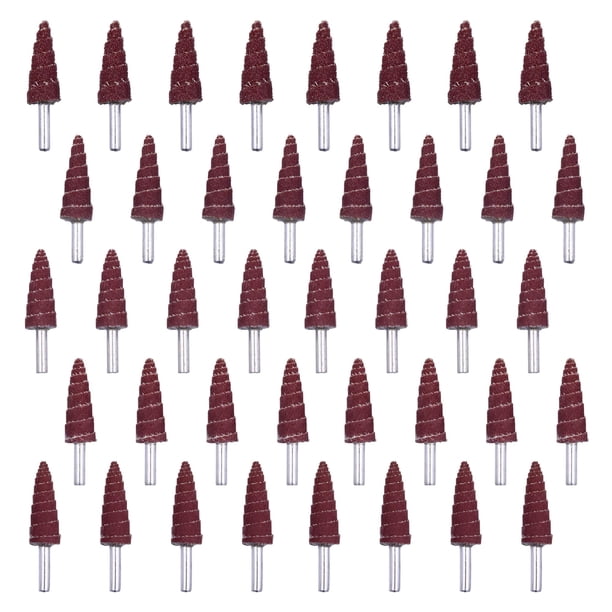 Mixiflor 40 piezas de papel de lija abrasivo en forma de cono, ruedas de aleta de vástago de 1/4 de pulgada, grano 80/120/180/240/320, óxido de aluminio para eliminar el óxido, desbarbar y pulir
