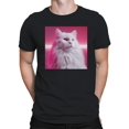 thumbnail image 2 of Fluffy White Cat in Neon Pink Men's T-shirt, 2 of 3