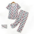 thumbnail image 2 of Women's Pajama Sets Short Sleeve Sleepwear Loungewear Summer Round Neck Suit Plus Size Womens Clothing, 2 of 3